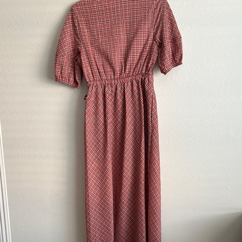 Plaid V-Neck Faux Wrap Maxi Dress - Picture 3 of 4
